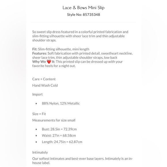 Free People Lace and Bows Mini Slip size Medium NWT - Picture 12 of 16